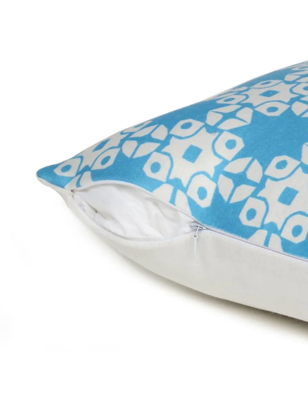 Oussum Cotton pillow Case Geometric Printed Set of 2 Throw Cushion Cover Sky Blu
